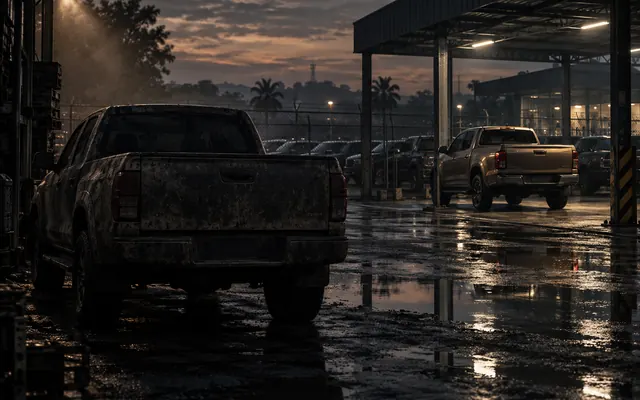 Halaman showroom pengedar sah Toyota pada waktu senja